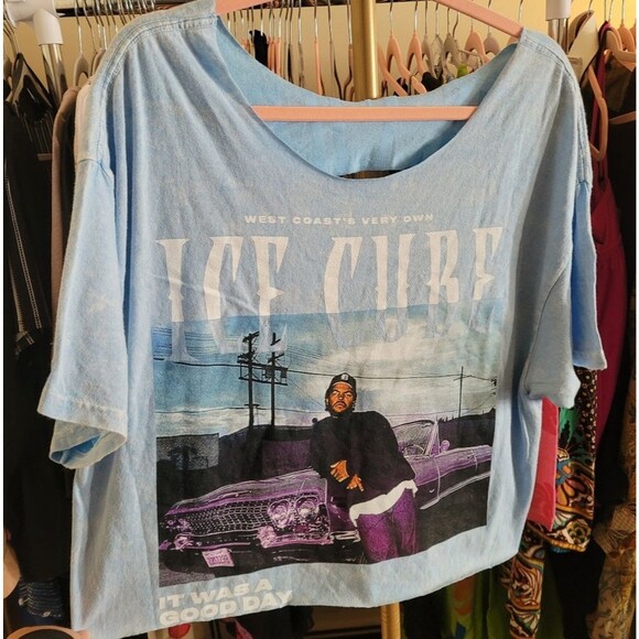 Cropped Blue Ice Cube Graphic T-Shirt Size L/ XL - Picture 3 of 5